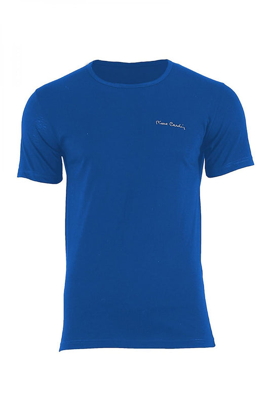Luxury Pierre Cardin men's authentic cotton t-shirt featuring a classic neckline and hologram label, showcasing high-quality fabric and elegant design.
