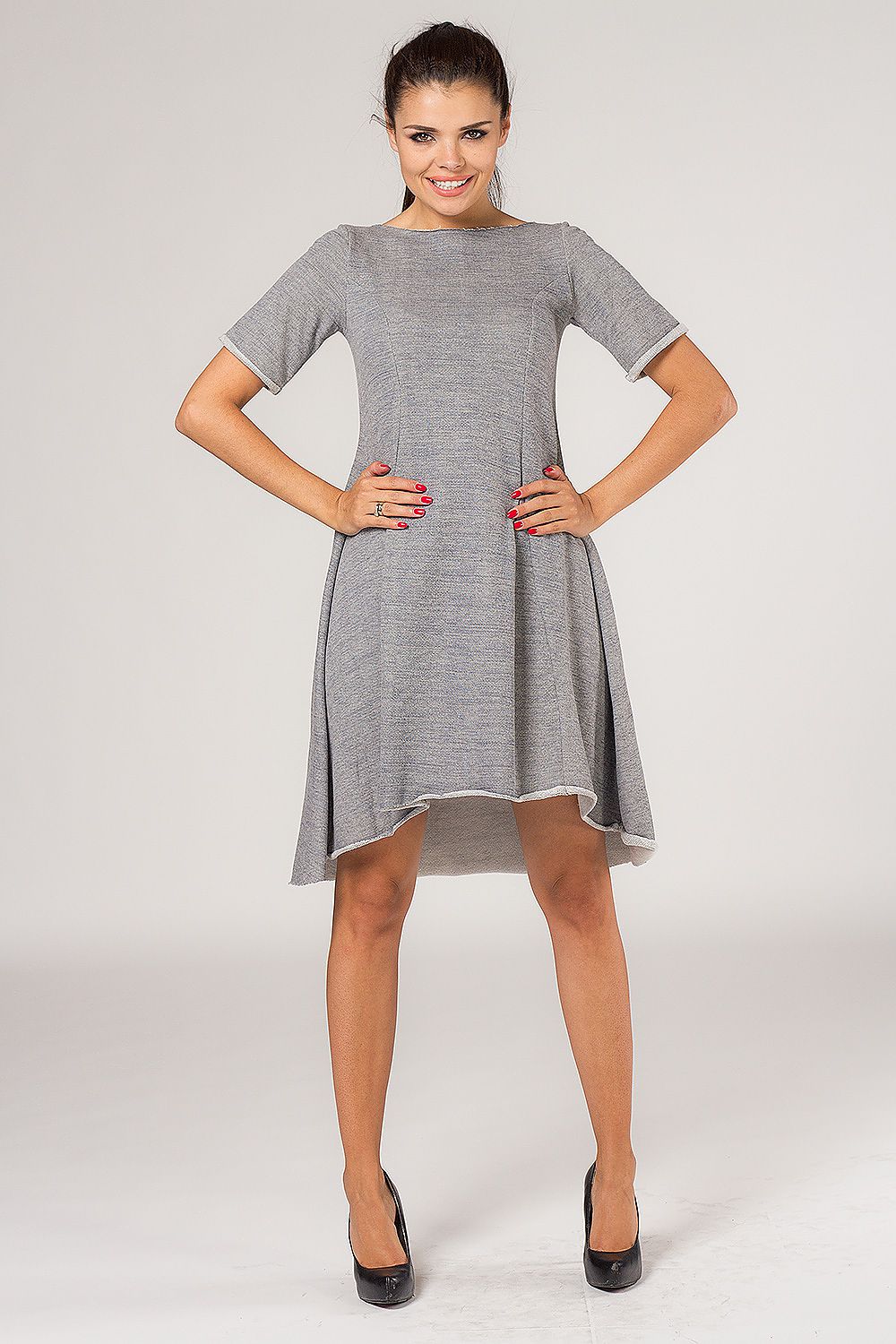 Luxurious view of the Tessita Grey Quilted Daydress showcasing its unique design and quilted fabric.