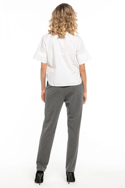 Fashion-forward women's cotton knit trousers from Tessita, blending style with comfort and available in various sizes.
