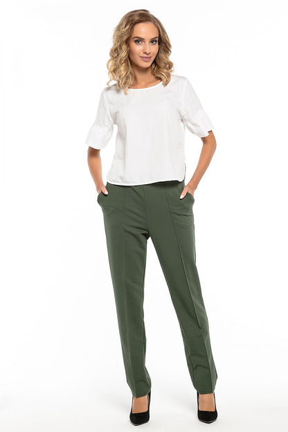 Luxurious cotton knit trousers with pockets by Tessita, designed for a fashionable and elegant look.