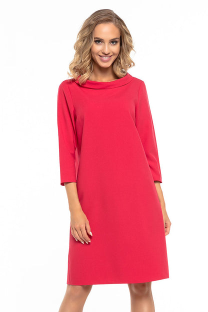 Elegant Jackie Kennedy style woven dress by Tessita featuring a classic collar and 3/4 length sleeves, showcasing luxury fashion for sophisticated women.