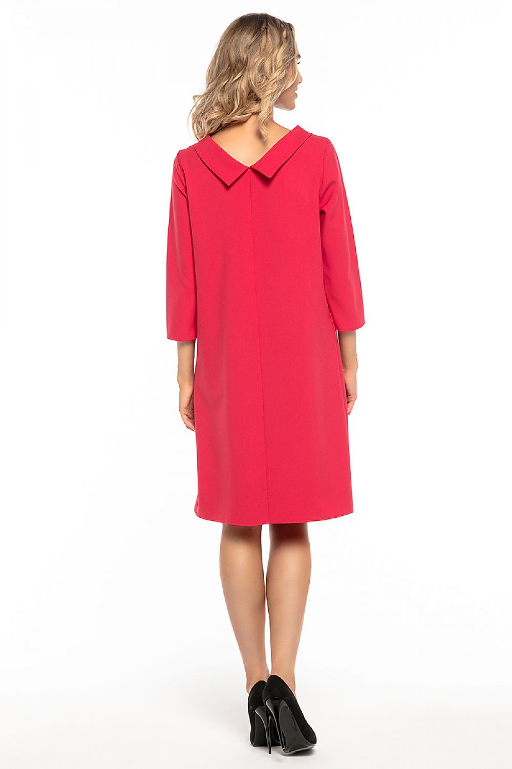 Elegant Jackie Kennedy style woven dress by Tessita featuring a classic collar and sophisticated 3/4 length sleeves.