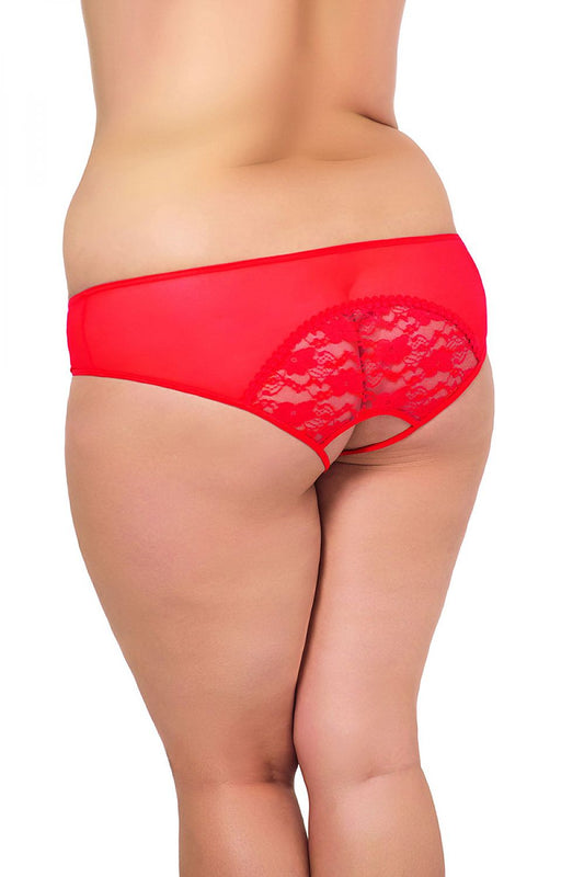 SoftLine Collection's exquisite tulle bikini bottoms featuring a stylish lace insert, perfect for curvy women seeking a blend of comfort and allure.