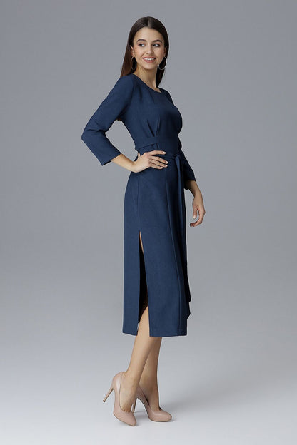 Sophisticated Figl cocktail dress featuring a flattering design with waist tie and chic side slits for added elegance.