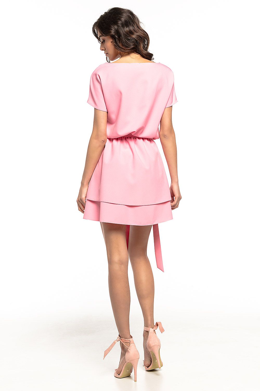 Elegant Tessita Daydress featuring a double skirt and waist belt in kimono style, perfect for special occasions.