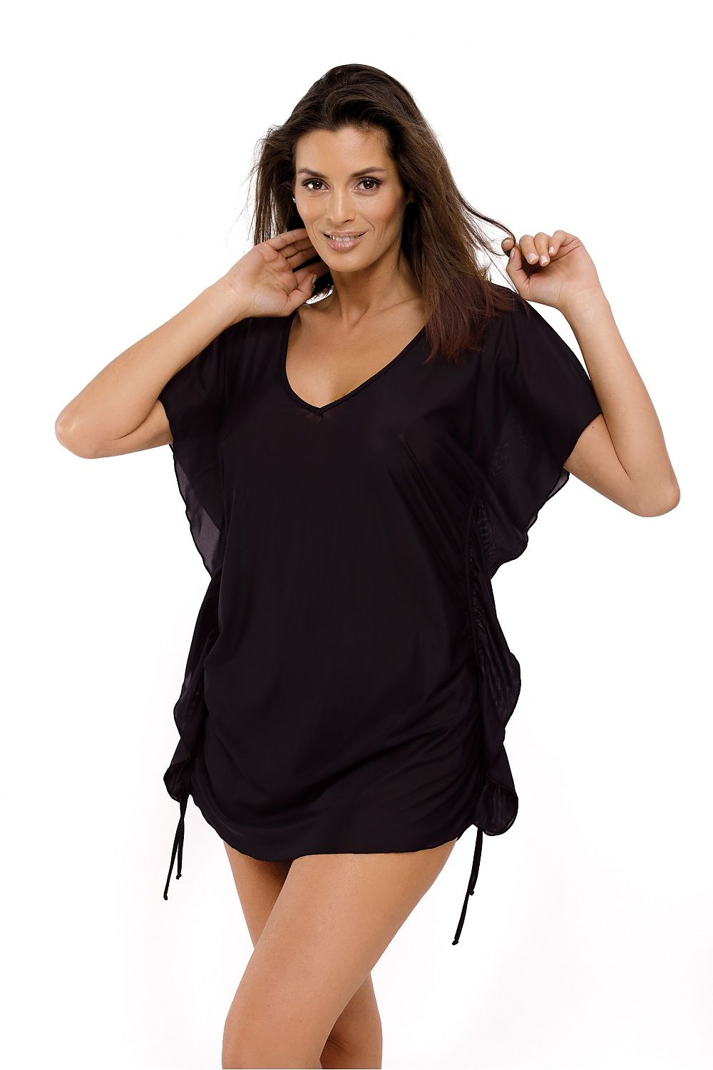 Luxurious Marko Beach Tunic with adjustable side ties and soft mesh tulle fabric - Perfect for beach outings.