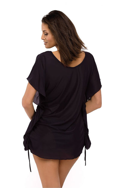 Marko Beach Tunic with short sleeves, ruffles, and flattering silhouette - Chic beachwear for elegance and comfort.