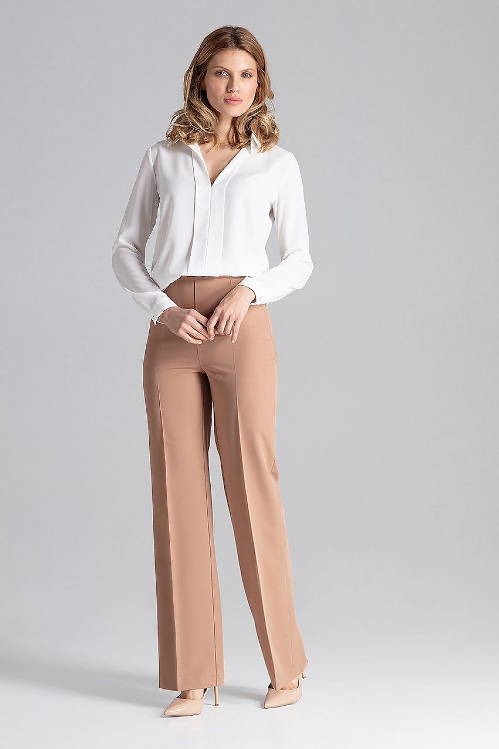 Stylish Figl Wide Leg Trousers showcasing a luxurious fabric blend, ideal for versatile styling and excellent comfort.
