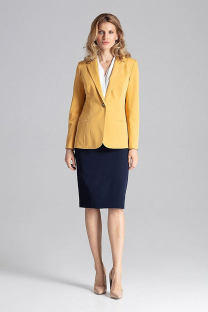 Elegant Figl One-Button Jacket featuring sophisticated envelope neckline, perfect for formal or casual occasions.