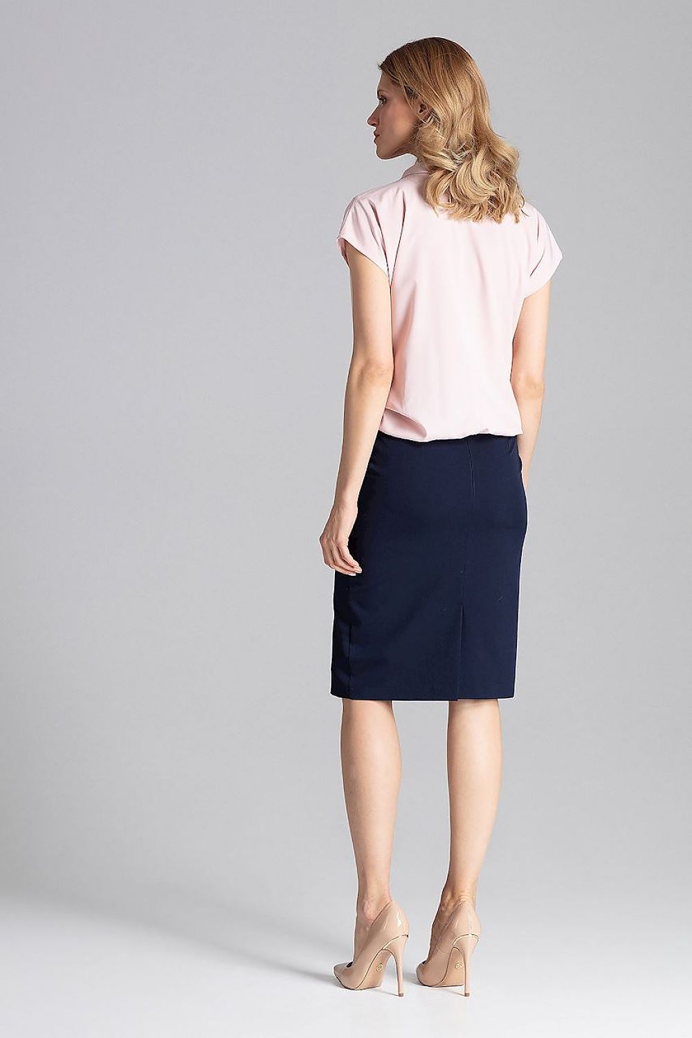 Elegant Figl Blouse With Envelope Neckline And Airy Fabric - Short Sleeves, Loose Fit showcased in a light, breezy setting, highlighting its luxurious design.