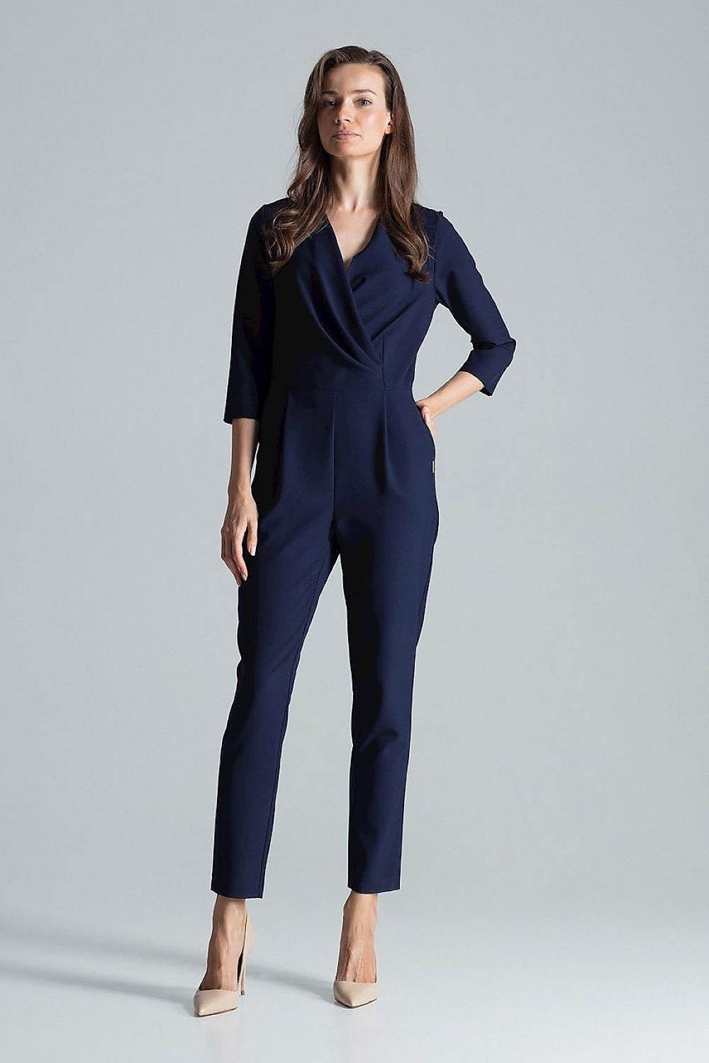 Chic maroon jumpsuit with a luxurious finish and perfect fit by Figl, ideal for formal occasions.