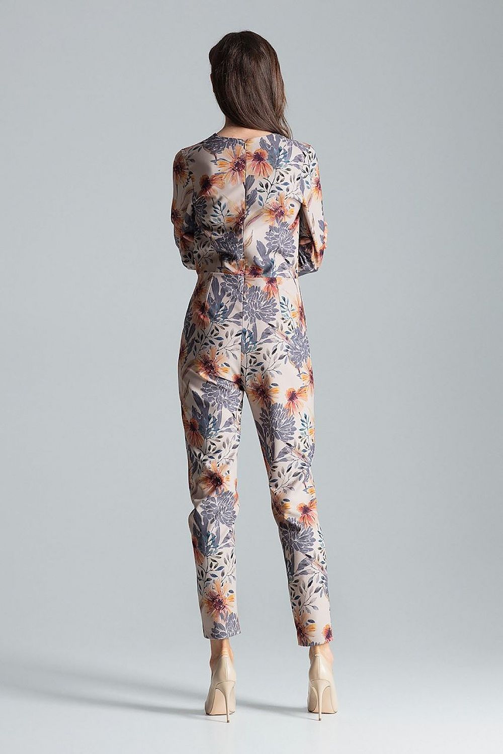 Luxurious maroon polyester jumpsuit by Figl, zipped at the back for a perfect fit and contemporary elegance.