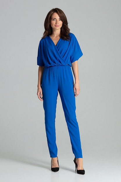 Luxurious kimono sleeves of the Sapphire Jumpsuit by Lenitif, designed with a flattering elastic waist and chic cuffed sleeves.