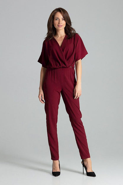 Detail view of Luxury Sapphire Jumpsuit with Kimono Sleeves and Elastic Waist by Lenitif, highlighting the unique kimono sleeve and waist design.