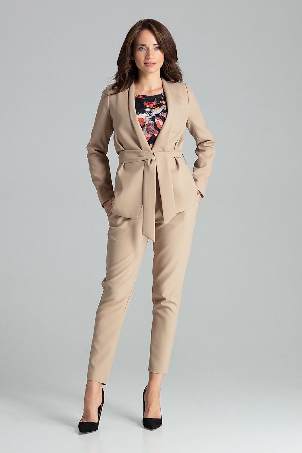 Elegant Lilac Asymmetrical Jacket by Lenitif, styled elegantly, perfect for any chic wardrobe.