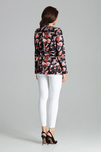 Elegant Lilac Asymmetrical Jacket by Lenitif with Waist Sash - Model showcasing the elegant lilac asymmetrical jacket by Lenitif, crafted in 100% polyester for a refined look.