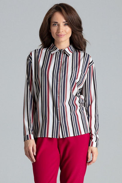 Lenitif Long Sleeve Button-Up Shirt with Pocket in elegant spandex-blend fabric, showcasing a stylish design and sophisticated cut.