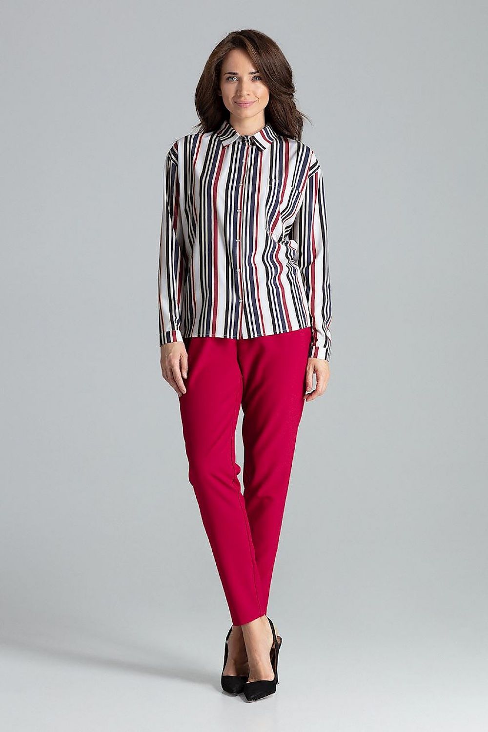 Close-up view of the Lenitif Long Sleeve Button-Up Shirt fabric, highlighting the premium quality spandex and polyester blend.