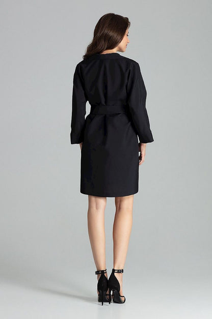 Sapphire loose-fitting daydress jacket by Lenitif displayed on a mannequin, emphasizing the unbuttoned style and polished look.