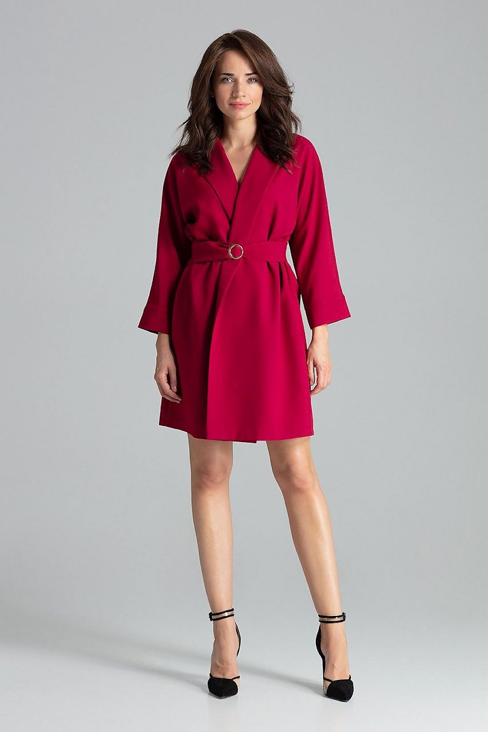 Close-up of the material used for the sapphire loose-fitting daydress jacket by Lenitif, featuring high-quality polyester texture.