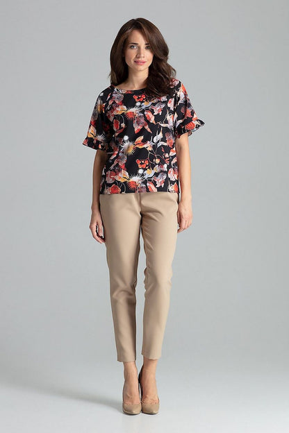 Model wearing Sapphire Lenitif Blouse with Frill Sleeves, exemplifying luxury and style for modern women by Lenitif.