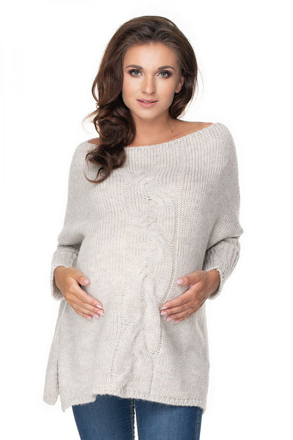Luxury Loose-Fitting Pregnancy Sweater by PeeKaBoo featuring elegant side slits for style and comfort.
