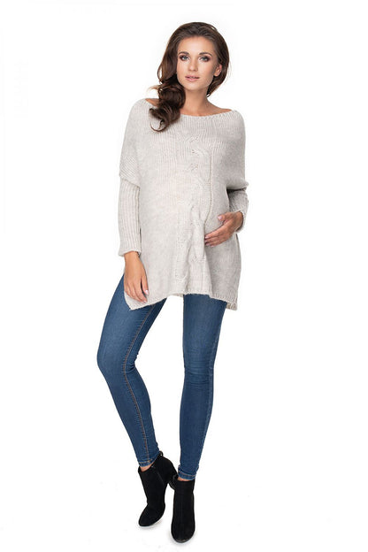 Chic and comfortable Loose-Fitting Pregnancy Sweater by PeeKaBoo designed with side slits for a flattering silhouette.