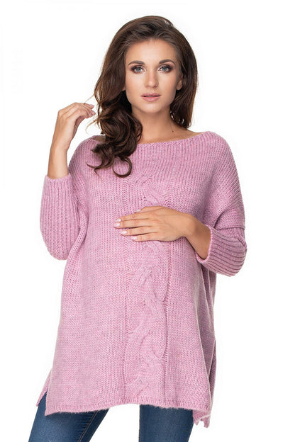 Sophisticated Loose-Fitting Pregnancy Sweater by PeeKaBoo, crafted for comfort with trendy side slits, perfect for expectant mothers.