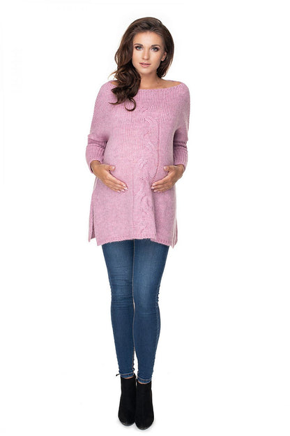 Luxury loose-fitting pregnancy sweater with side slits by PeeKaBoo, showcasing a stylish and comfortable design perfect for expectant mothers.