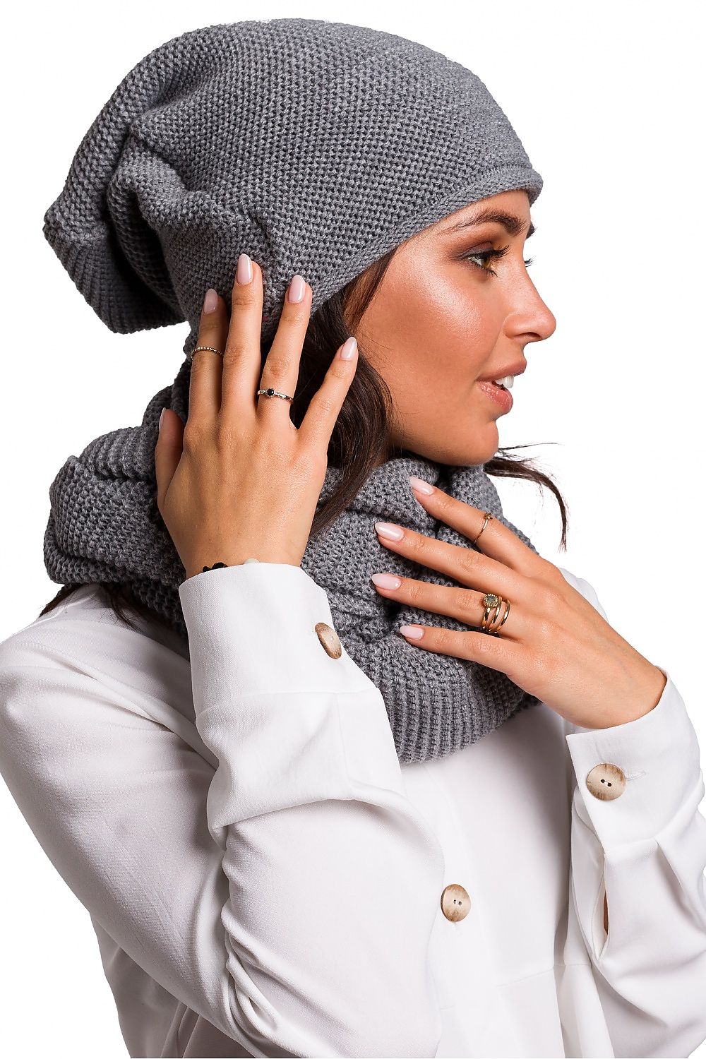 Elegant view of the Luxury BE Knit Smurfette Hat, perfect for adding warmth and style to your winter wardrobe.