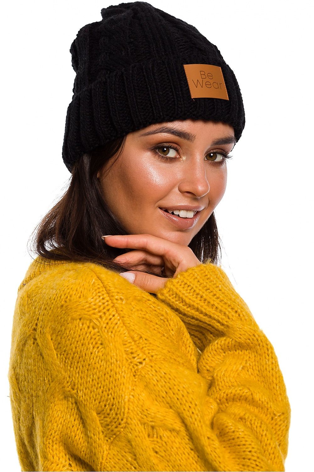 Elegant BE Knit Plaid Beanie showcasing exquisite craftsmanship, perfect for winter fashion with a warm, soft feel.