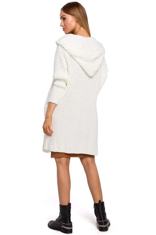 Moe unbuttoned cardigan with pockets, an elegant layering piece in soft acrylic blend, displayed elegantly, perfect for wrapping up when it gets colder.