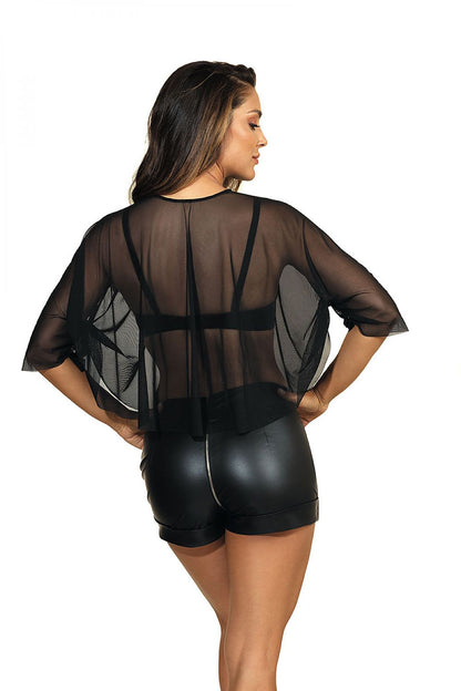 Stunning Axami Sexy Tulle Bedspread Shirt in a sensual setting, perfect for enhancing any lingerie set.