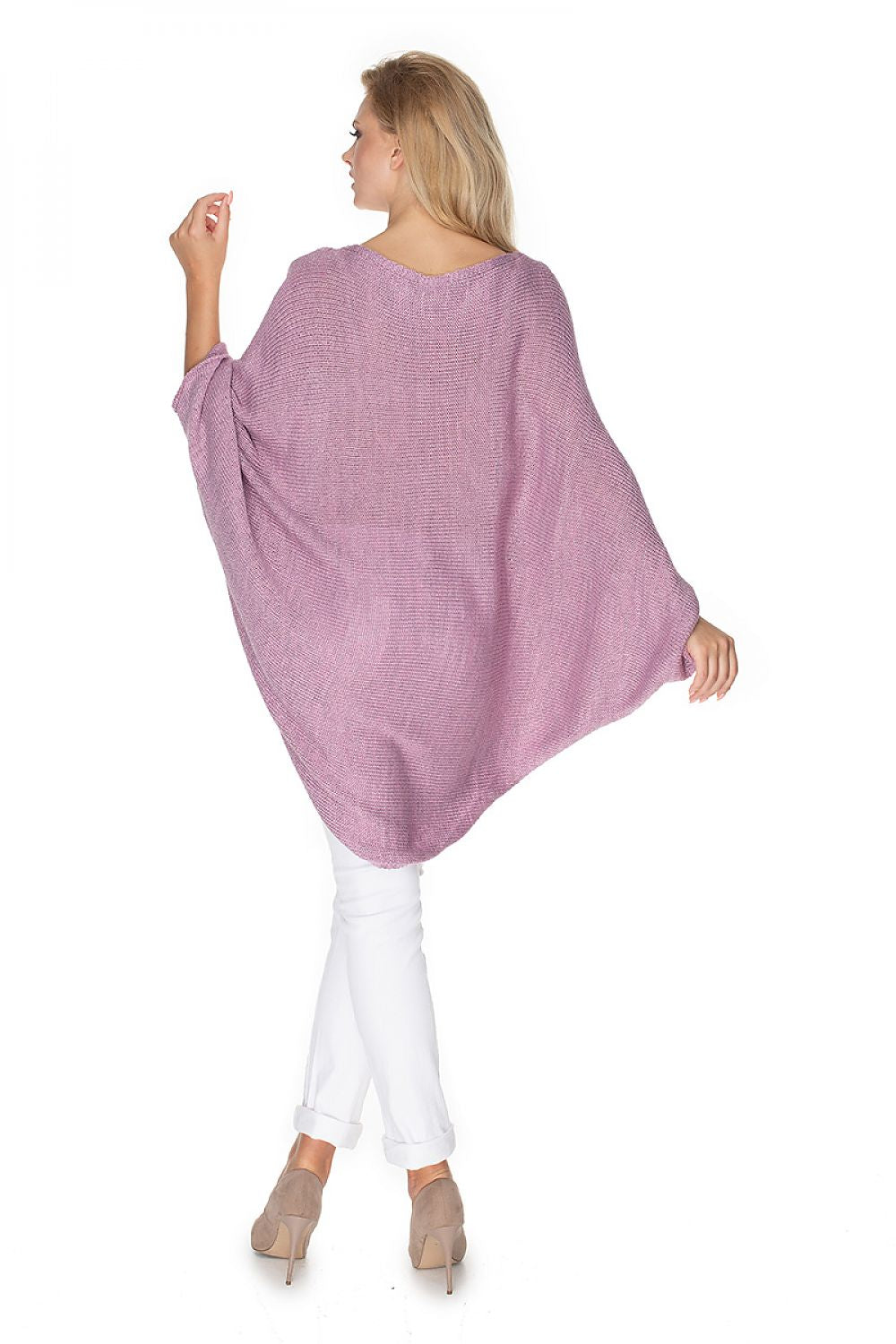 Premium PeeKaBoo Poncho displaying a stylish design with a relaxed silhouette, made from high-quality acrylic and viscose.