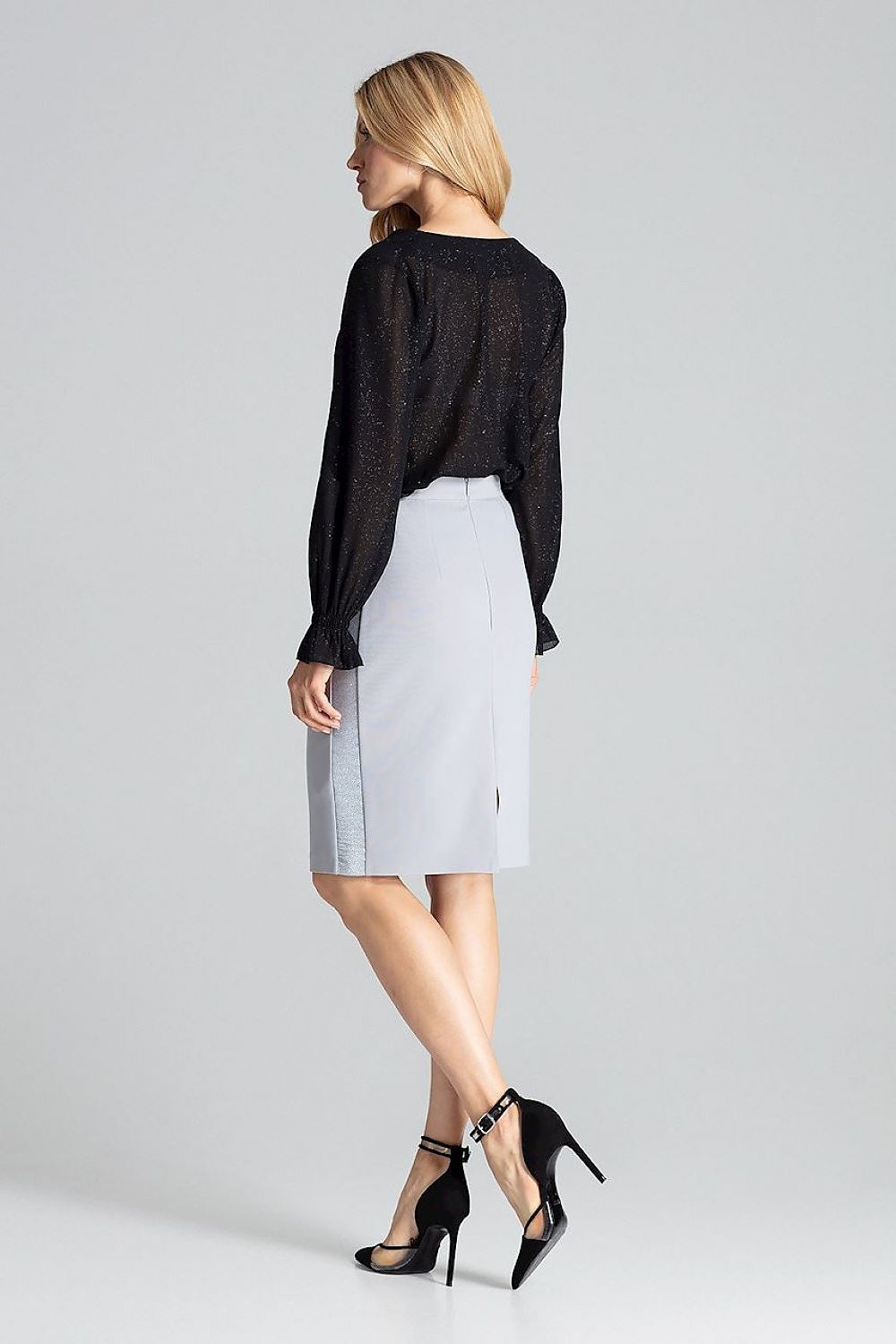 Full length image of the Elegant Red Midi Pencil Skirt by Figl, perfect for a stylish evening look.