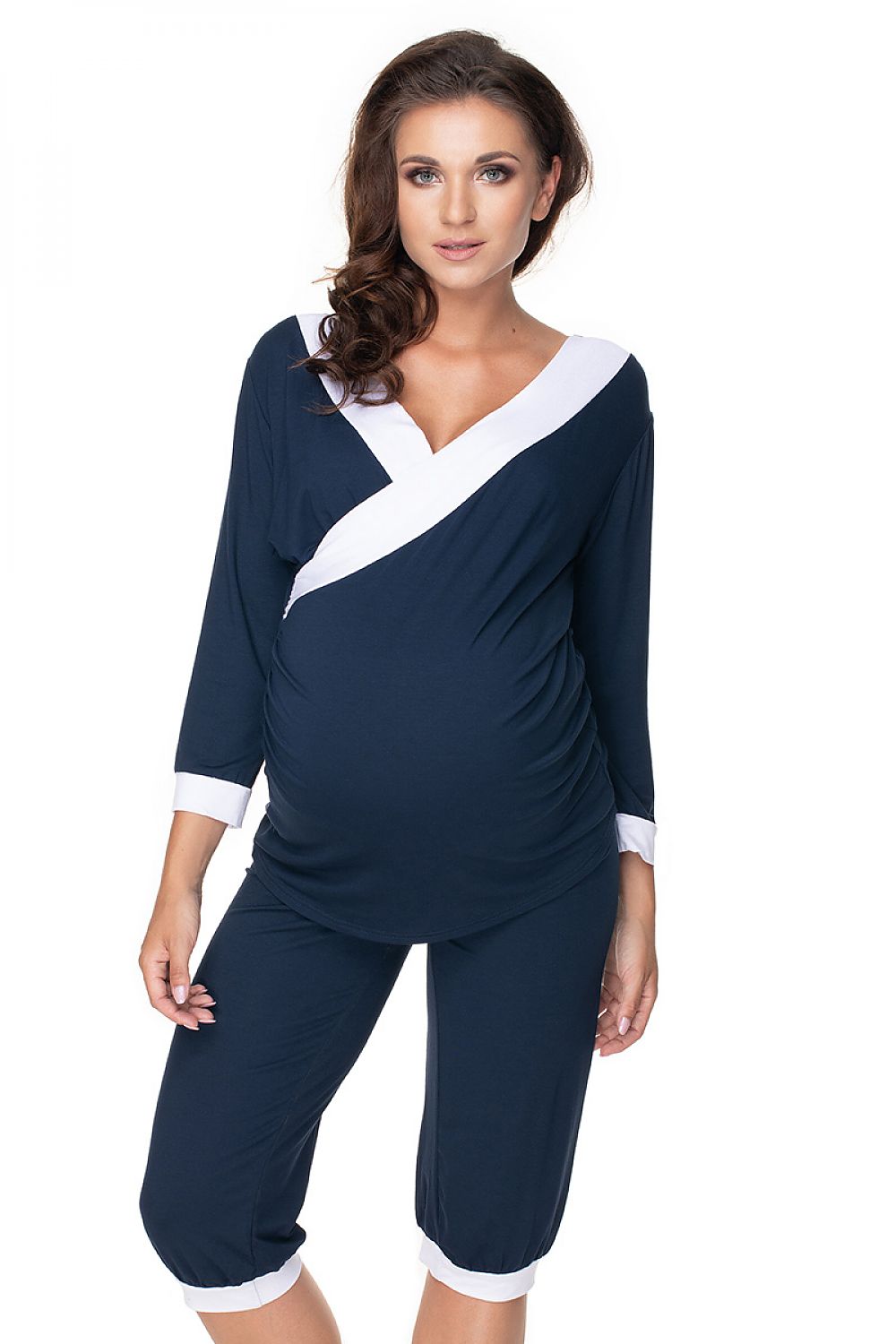 Luxurious maternity and nursing pajamas with non-compressive panel by PeeKaBoo, showcasing high-quality fabric and elegant design for comfort during pregnancy.