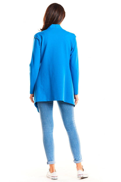 Back view of the Luxurious Infinite You Tracksuit Fabric Jacket in blue, demonstrating its loose fit and lightweight design, perfect for layering over outfits.