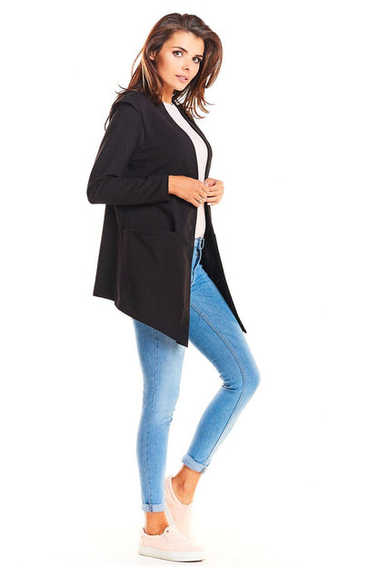 Stylish profile of the Luxurious Infinite You Tracksuit Fabric Jacket, featuring a relaxed silhouette, perfect for casual elegance, paired effortlessly with blue jeans.