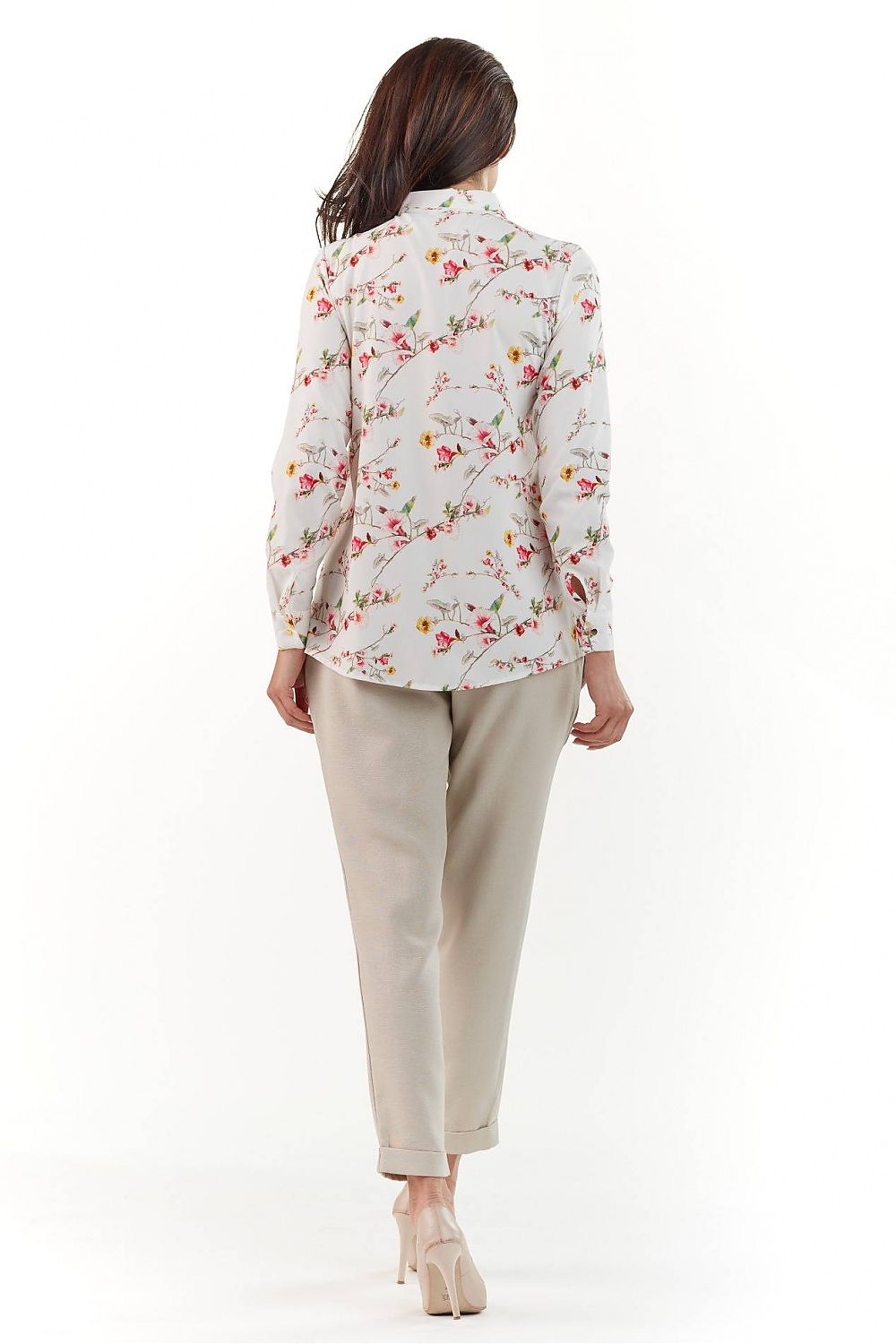 Elegant Long Sleeve Shirt with Collar by Infinite You - back view, highlighting the sophisticated floral design, ideal for a polished and fashionable ensemble.