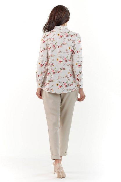 Elegant Long Sleeve Shirt with Collar by Infinite You - back view, highlighting the sophisticated floral design, ideal for a polished and fashionable ensemble.