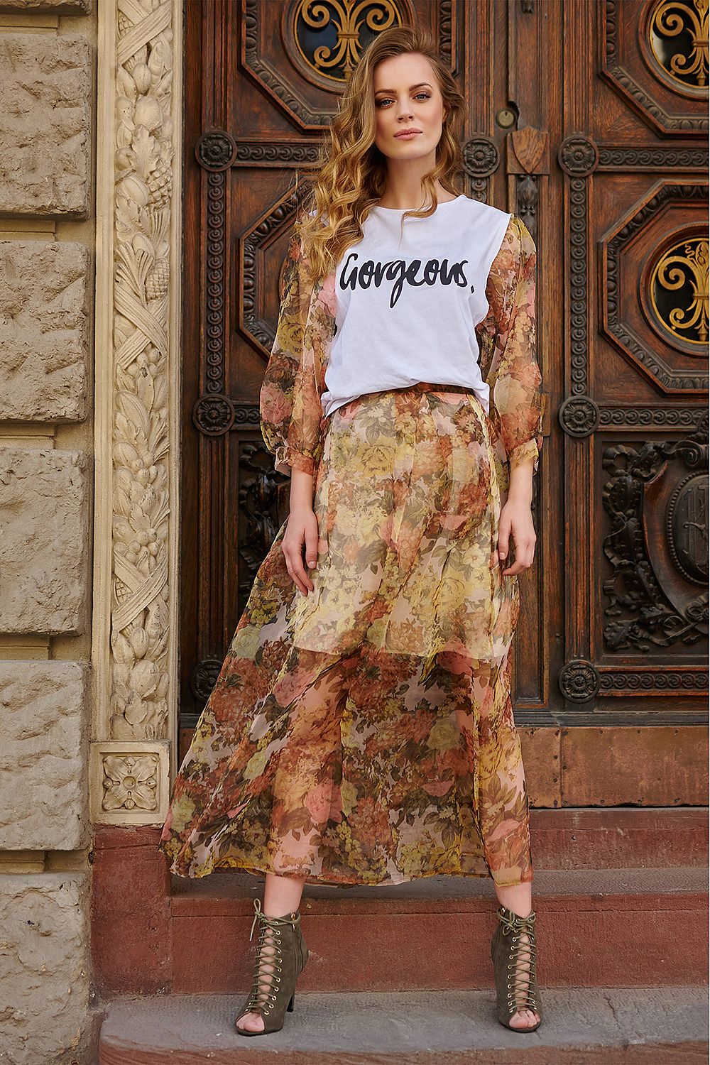  Long skirt model 145581 Makadamia 