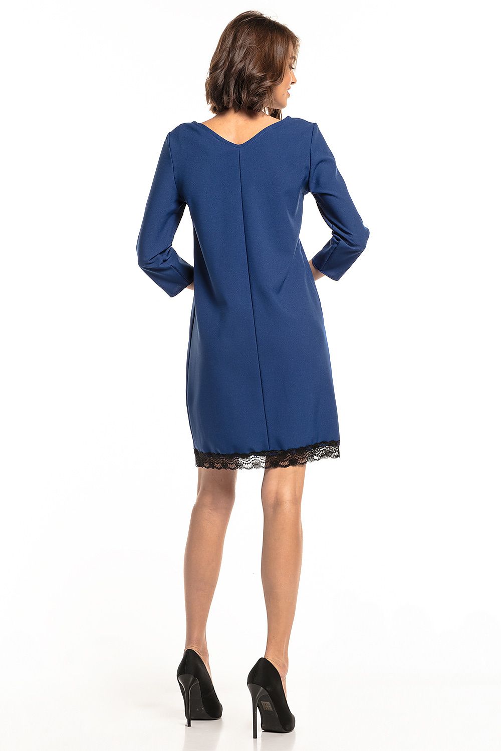 Luxurious lace trim daydress from Tessita, showcasing a heart neckline for refined elegance.