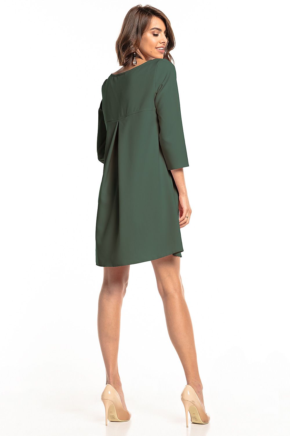 Stylish backside view of Tessita Daydress with back pleat detail, perfect for formal or casual occasions.