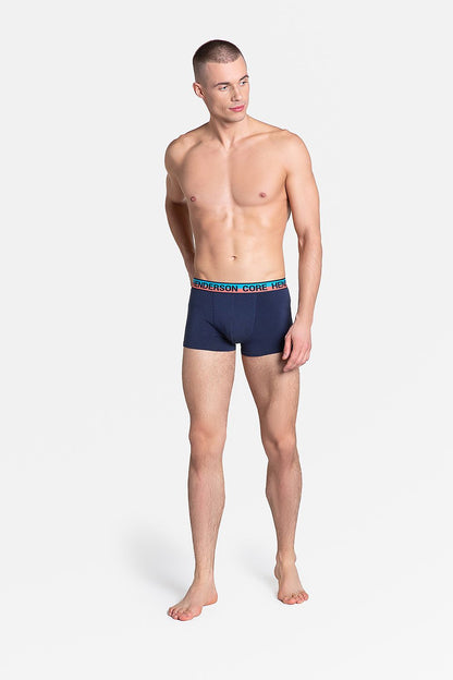 Henderson 2-Pack Men's 2-in-1 Boxer Shorts featuring classic plain design, perfect for a sophisticated look. The navy boxer underwear is made from a luxurious cotton blend, providing ultimate comfort and style for every discerning gentleman.