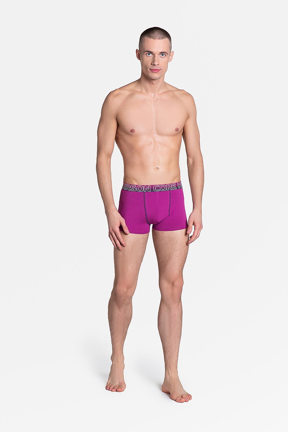 Sophisticated Henderson Men's Boxer Shorts in Pink, featuring a comfortable cotton and spandex blend, designed for style and ease, highlighted by an elastic waistband.