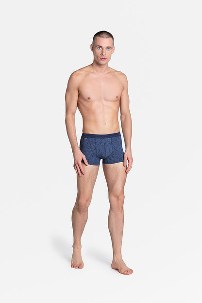 Luxury Henderson Men's Comic Print Boxers featuring a modern letter design, showcased on a model with a toned physique, exuding comfort and style.