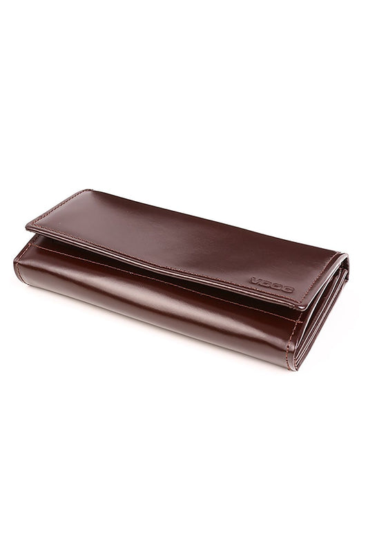 Luxury Natural Leather Women's Wallet by Verosoft, showcasing a spacious and stylish design in rich brown leather, perfect for any elegant ensemble.
