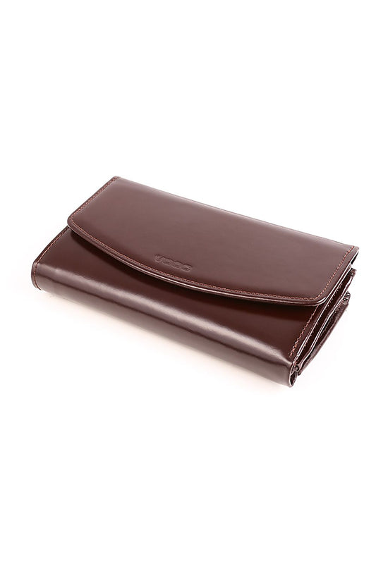 Luxury Italian Leather Women's Wallet by Verosoft, showcasing an elegant and spacious design with a rich brown finish and multiple compartments for cards and documents.