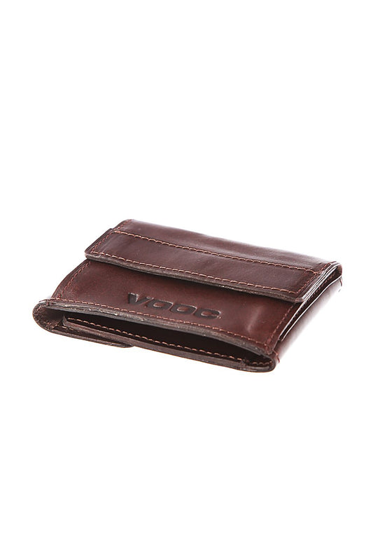 Handmade Vintage VOOC P41 Leather Wallet with Coin Pocket, featuring a rich brown hue and elegant design by Verosoft.