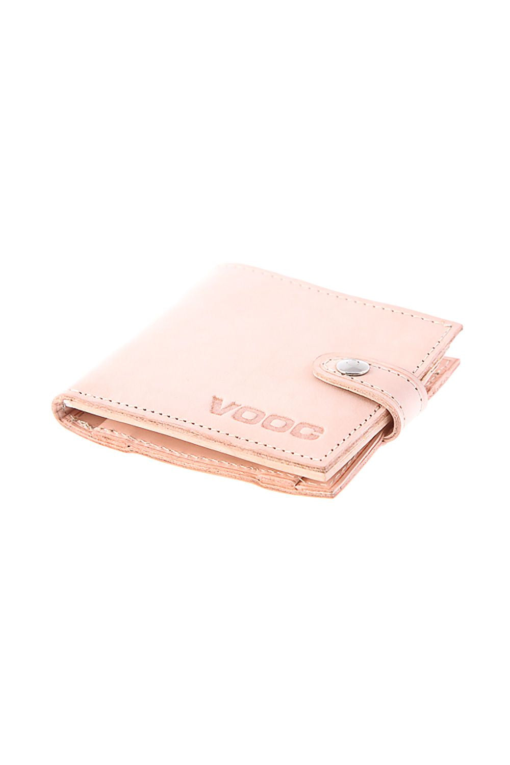 Luxurious Vintage VOOC Leather Wallet P21 by Verosoft, a handmade unisex wallet featuring a stylish clip closure and sophisticated pink leather finish.